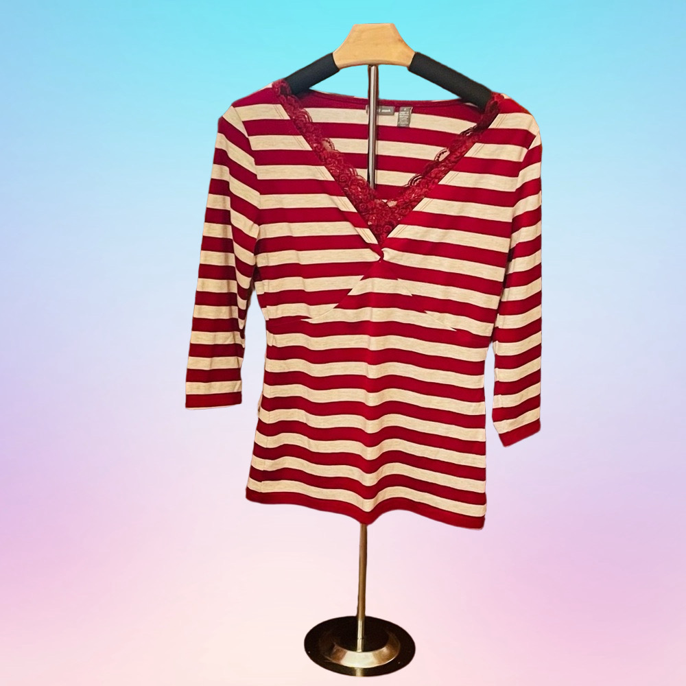 APT 9 Stretchy Striped V-Neck